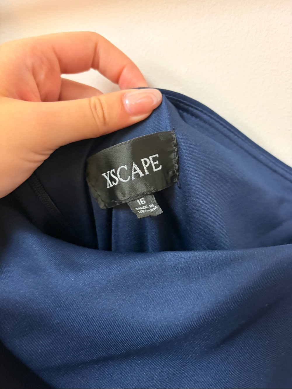 Xscape Navy One-Shoulder Ruffled Evening Gown - Picture 3 of 6